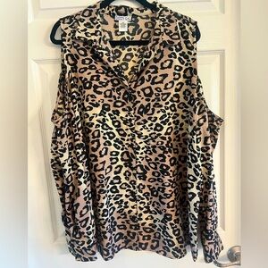 Plus size 3xl cut out shoulder long sleeve blouse